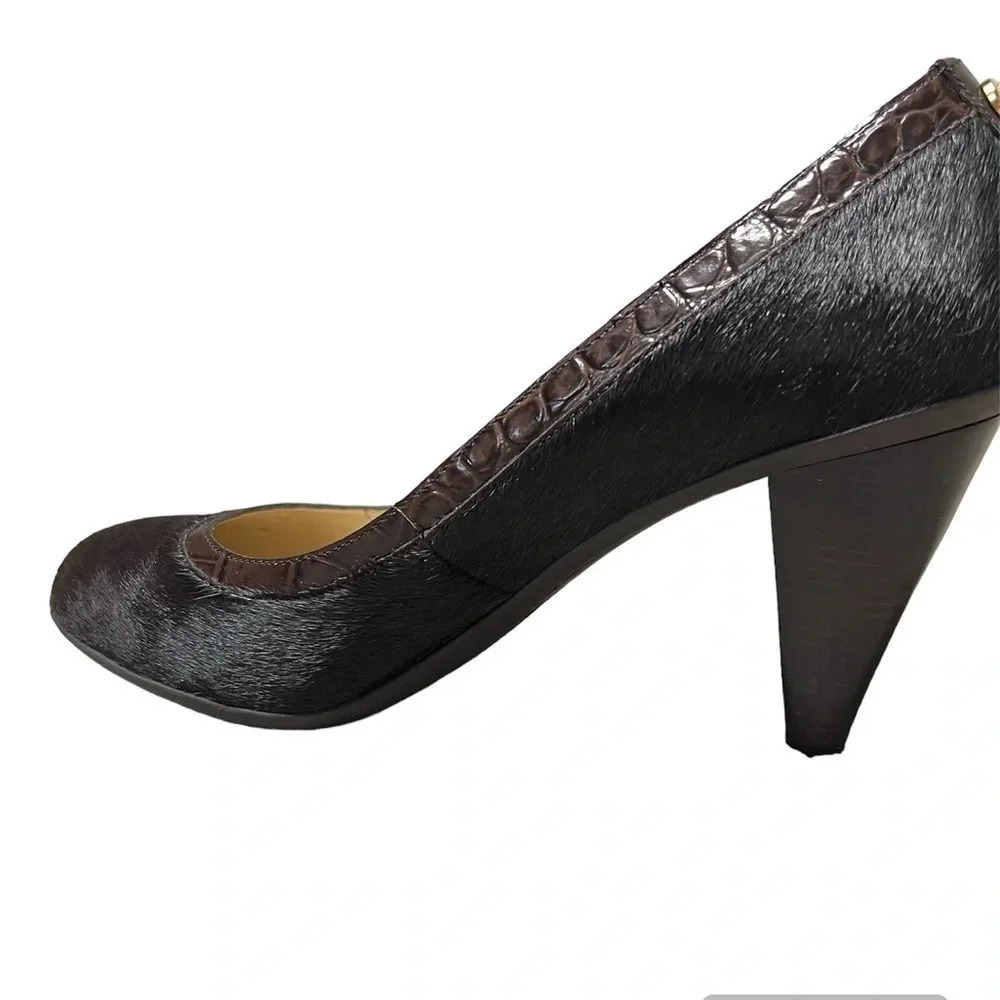 MICHAEL KORS Coffee Colored Hair Calf Size 8M High Heel Pumps brand new in box